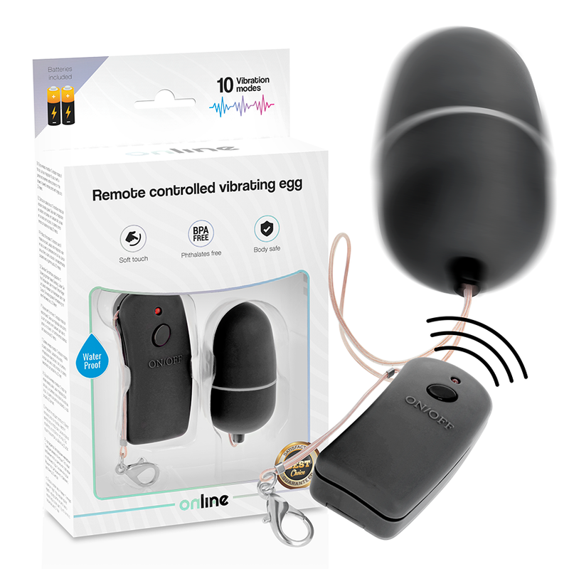 ONLINE - OVO VIBRATÓRIO COM CONTROLO REMOTO PRETO