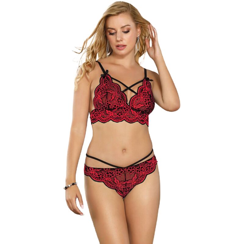 SUBBLIME - CONJUNTO DE DUAS PEÇAS TOP E CUECA EM RENDA L/XL