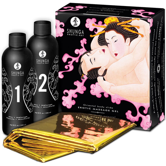 SHUNGA - GEL DE MASSAGEM ERÓTICA ORIENTAL CORPO A CORPO MORANGOS E CAVA