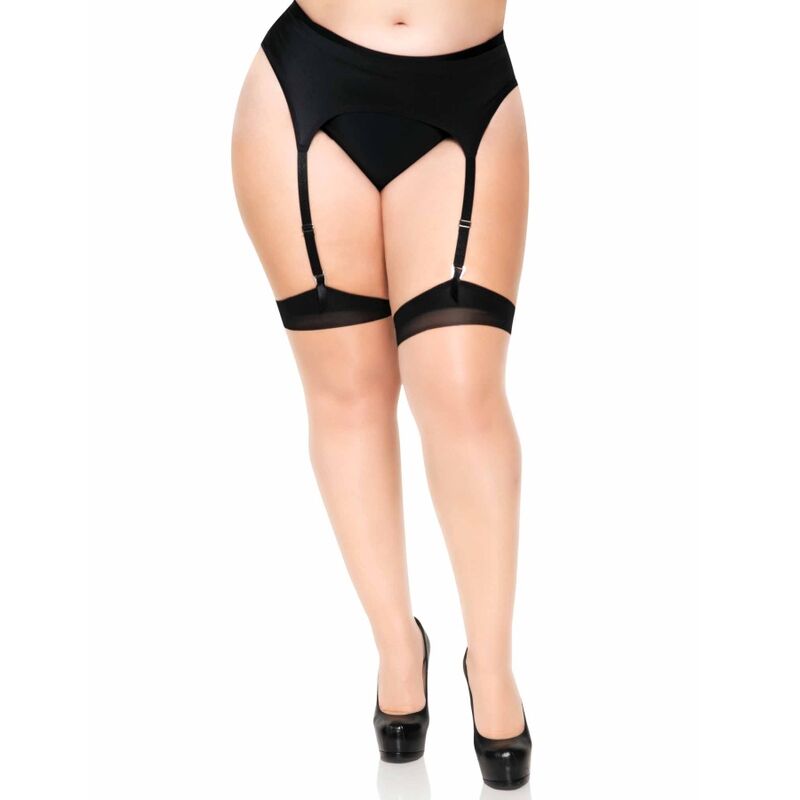 LEG AVENUE - COXA ALTA EM LYCRA TRANSPARENTE DE 2 TONS COM COSTURA ATRÁS E SALTO CUBANO