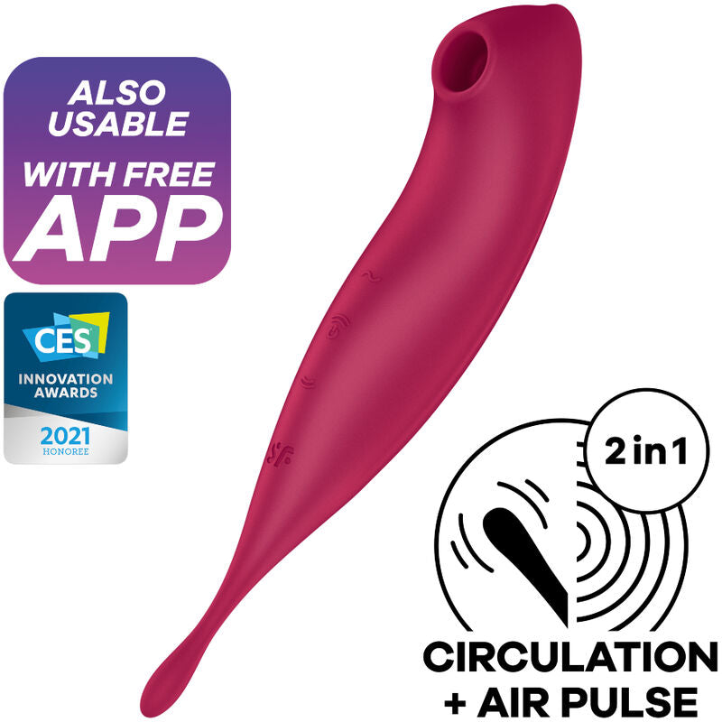 SATISFYER - APLICAÇÃO DE ESTIMULADOR E VIBRADOR TWIRLING PRO+ VERMELHO