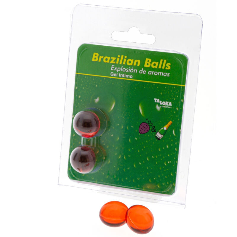 TALOKA - 2 BOLAS BRASILEIRAS GEL ÍNTIMO MORANGOS & CHAMPANHE