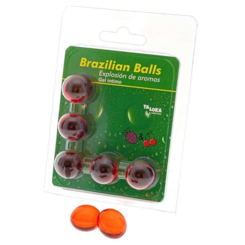 TALOKA - 5 BOLAS BRASILEIRAS GEL ÍNTIMO MORANGO & CEREJA