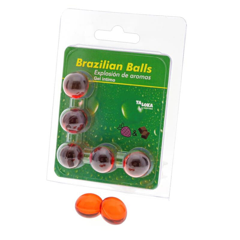 TALOKA - 5 BOLAS BRASILEIRAS GEL ÍNTIMO MORANGO & CHOCOLATE