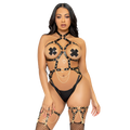 LEG AVENUE - KINK - HARNESS ANEL CORAÇÃO TEDDY TAMANHO M - PRETO