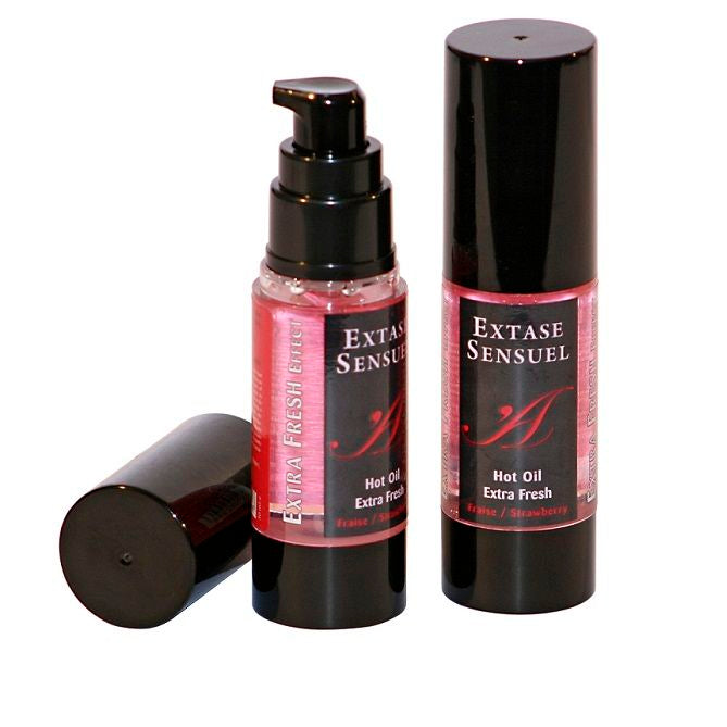 ÊXTASE SENSUAL - ÓLEO DE MASSAGEM EFEITO MORANGO EXTRA FRESCO 30 ML