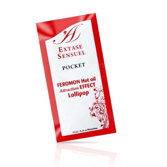 ÊXTASE SENSUAL - ÓLEO DE MASSAGEM COM FEROMONAS EFEITO CALOR CHUPA-CHUPA 10 ML