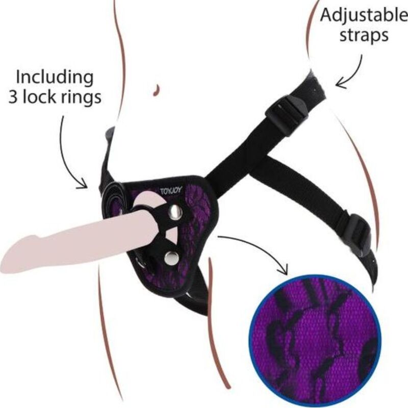 GET REAL - ARNÊS DE RENDA STRAP-ON ROXO
