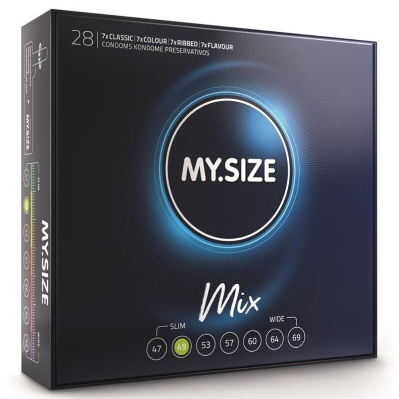 MY SIZE - MISTURA DE PRESERVATIVOS 49 MM 28 UNIDADES