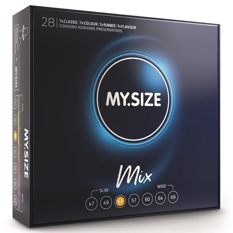 MY SIZE - MISTURA DE PRESERVATIVOS 53 MM 28 UNIDADES
