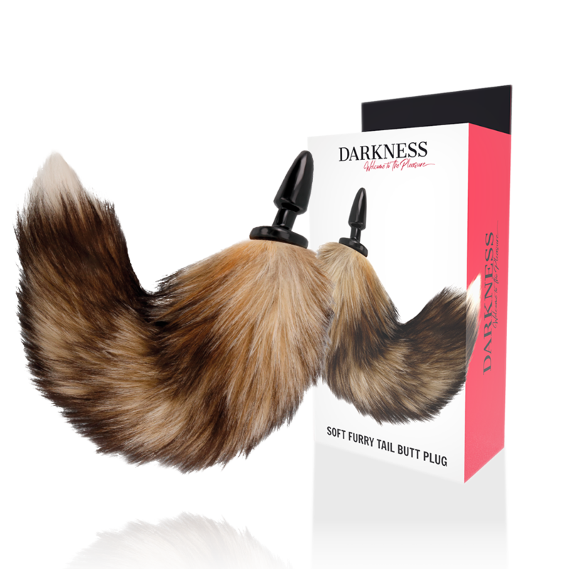 DARKNESS - RABO DE CAVALO NATURAL COM PLUG ANAL EM SILICONE 10 CM