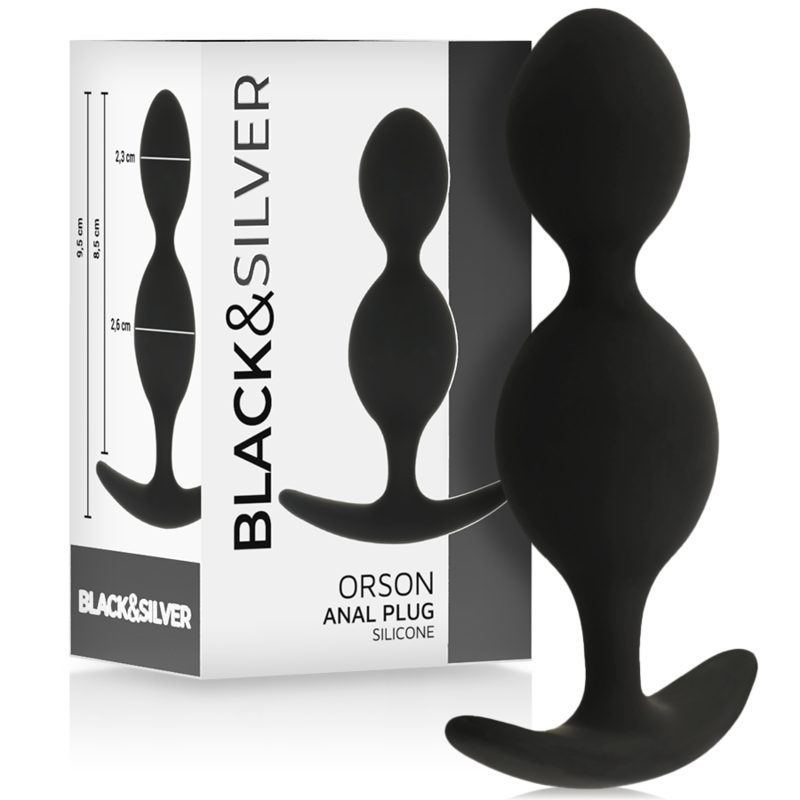 BLACK&SILVER - PLUG ORSON SILICONE 2 ONDAS ANAL 9 CM