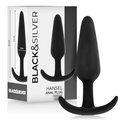 BLACK&SILVER - PLUG ANAL EM SILICONE HANSEL COM PEQUENA PEGA
