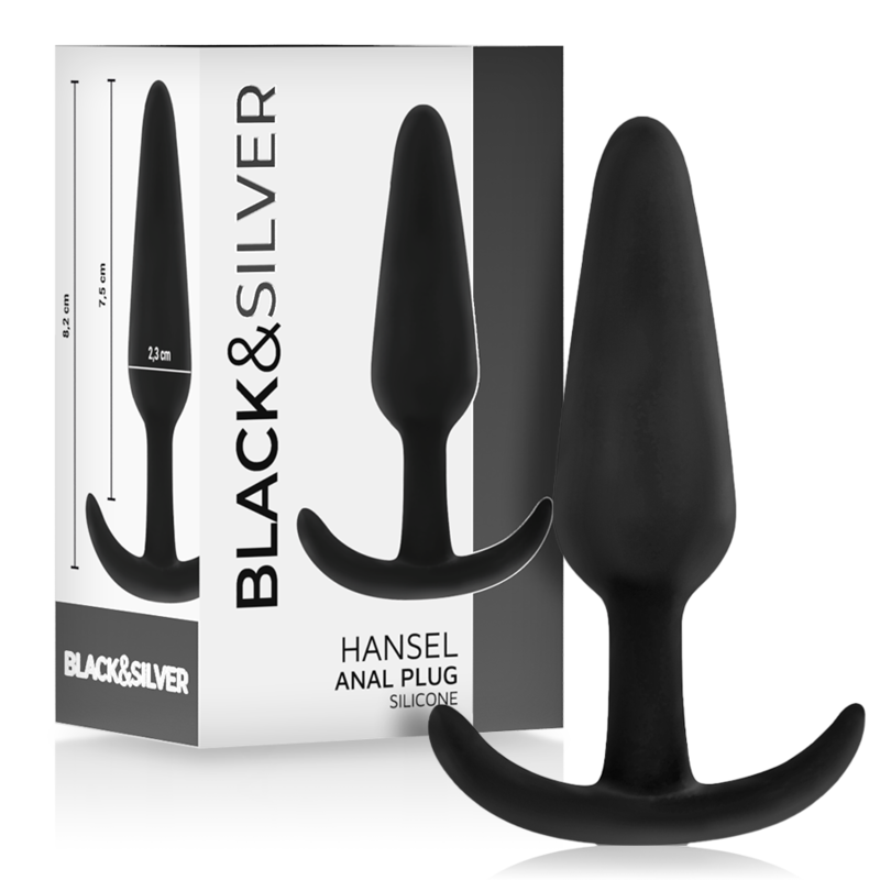 BLACK&SILVER - PLUG ANAL EM SILICONE HANSEL COM PEQUENA PEGA