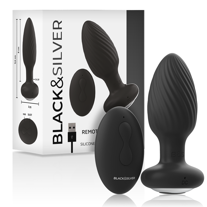 BLACK&SILVER - TELECOMANDO DO ROTADOR ANAL EM SILICONE WELLS PLUG