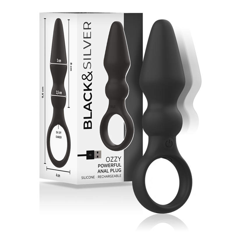 BLACK&SILVER - PLUG ANAL OZZY POTENTE DE SILICONE