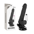BASECOCK - VIBRADOR REALISTA TELECOMANDADO PRETO COM TESTÍCULOS 19.5 CM -O- 4 CM