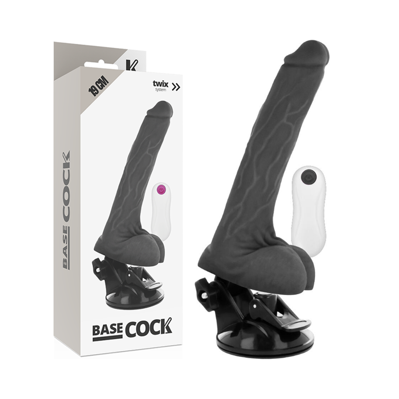 BASECOCK - VIBRADOR REALISTA CONTROLO REMOTO PRETO 19 CM -O- 4 CM