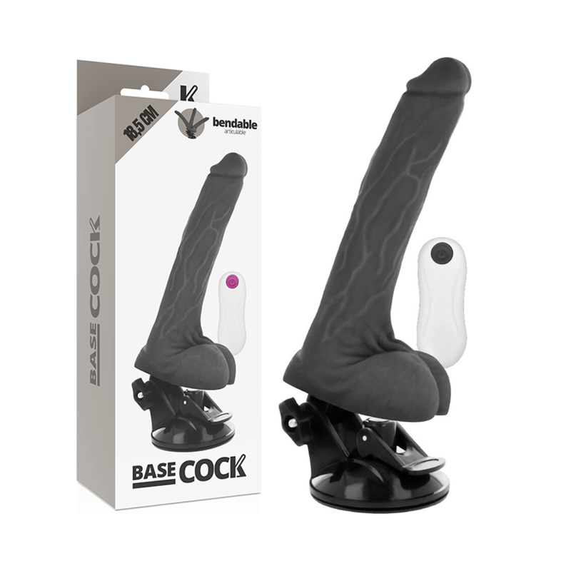 BASECOCK - VIBRADOR ARTICULADO CONTROLO REMOTO PRETO 18.5 CM -Ø- 4 CM