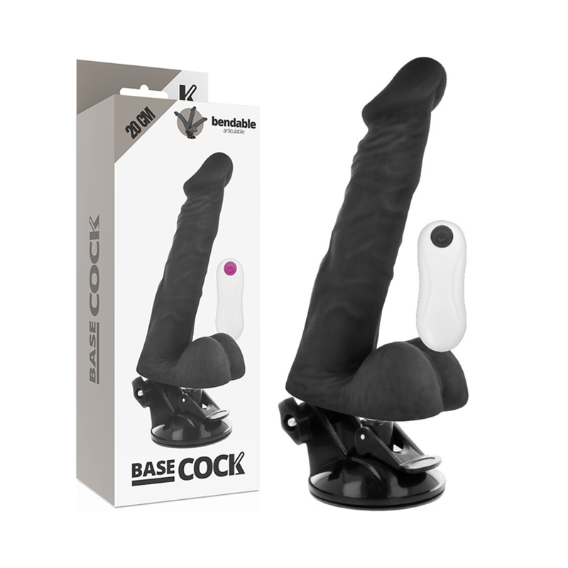 BASECOCK - VIBRADOR ARTICULÁVEL CONTROLO REMOTO PRETO 20 CM -Ø- 4.5 CM