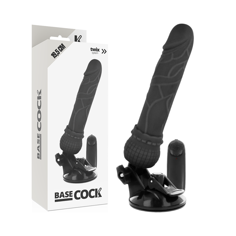BASECOCK - VIBRADOR REALISTA CONTROLO REMOTO PRETO 19,5 CM -O- 4 CM