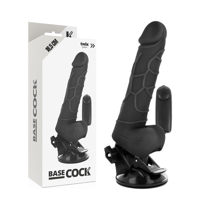 BASECOCK - VIBRADOR REALISTA CONTROLO REMOTO PRETO 18.5 CM -O- 4CM
