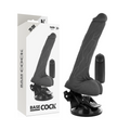BASECOCK - VIBRADOR REALISTA PRETO COM CONTROLO REMOTO E TESTÍCULOS 20 CM -O- 4 CM