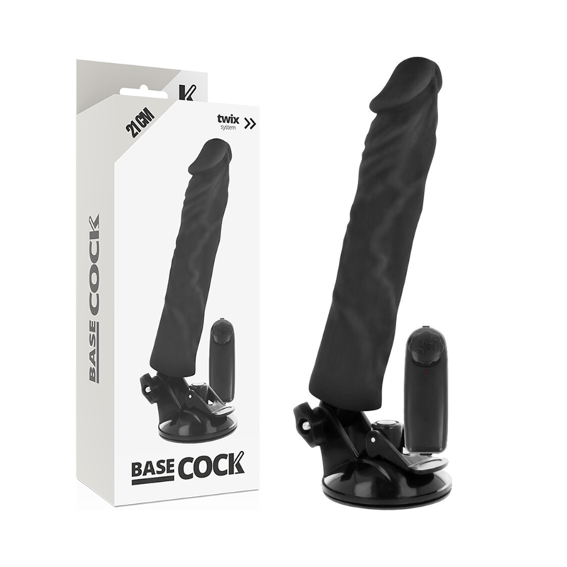 BASECOCK - VIBRADOR REALISTA CONTROLO REMOTO PRETO 21 CM -Ø- 4 CM