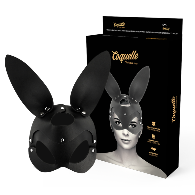 COQUETTE CHIC DESIRE - MÁSCARA EM COURO VEGAN COM ORELHAS DE COELHO