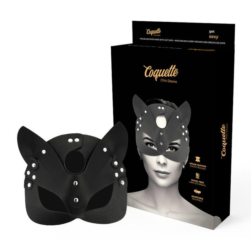 COQUETTE CHIC DESIRE - MÁSCARA EM COURO VEGAN COM ORELHAS DE GATO
