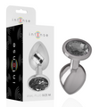 INTENSO - PLUG ANAL EM METAL ALUMÍNIO COM VIDRO PRETO TAMANHO M