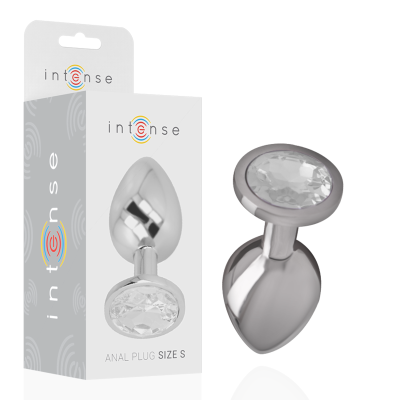 INTENSE - PLUG ANAL EM METAL ALUMÍNIO COM CRISTAL PRATEADO TAMANHO S