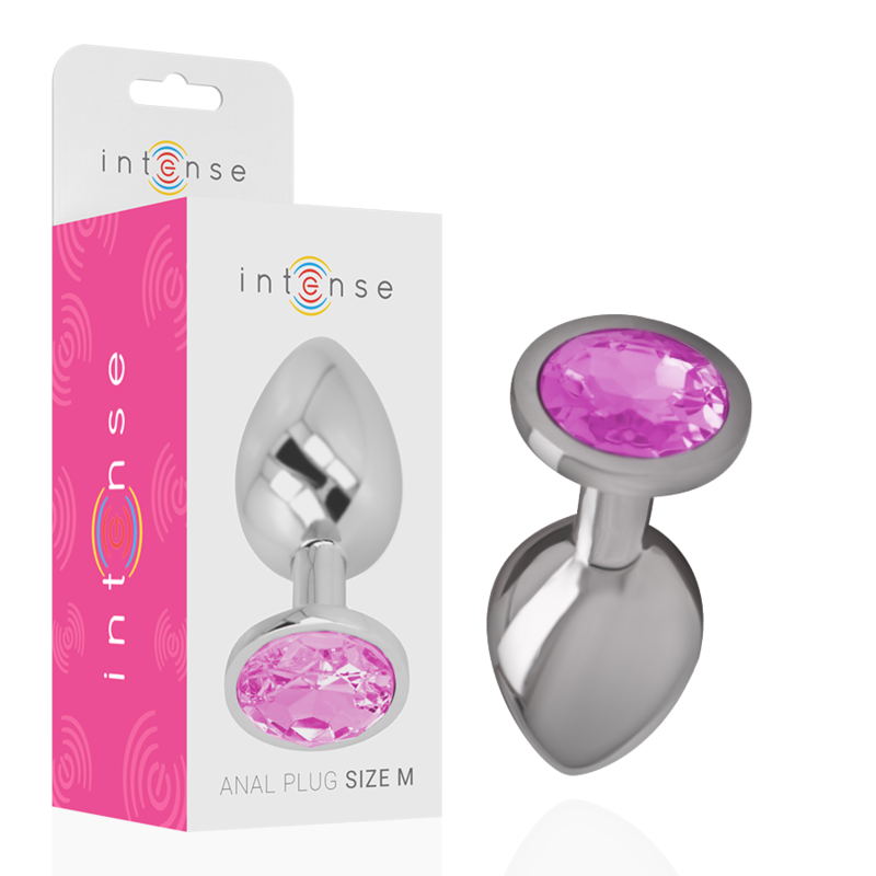 INTENSO - PLUG ANAL EM METAL DE ALUMÍNIO COM CRISTAL ROSA TAMANHO M