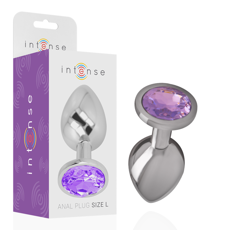 INTENSE - PLUG ANAL EM METAL ALUMÍNIO COM CRISTAL VIOLETA TAMANHO S
