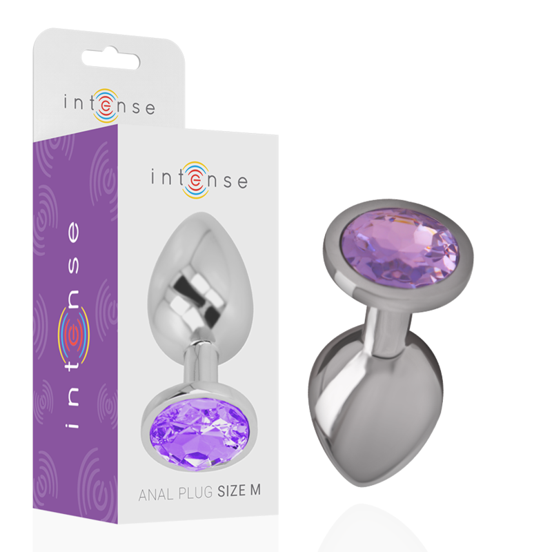 INTENSE - PLUG ANAL EM METAL ALUMÍNIO COM CRISTAL ROXO TAMANHO M