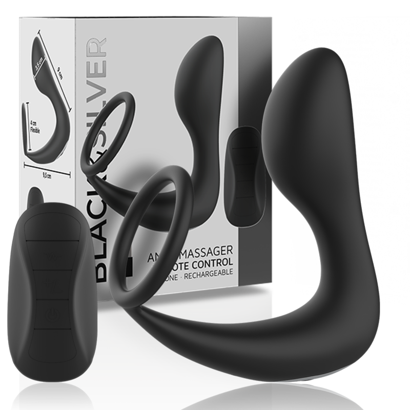 BLACK&SILVER - MASSAGEADOR ANAL CONTROLO REMOTO RECARREGÁVEL SILICONE PRETO