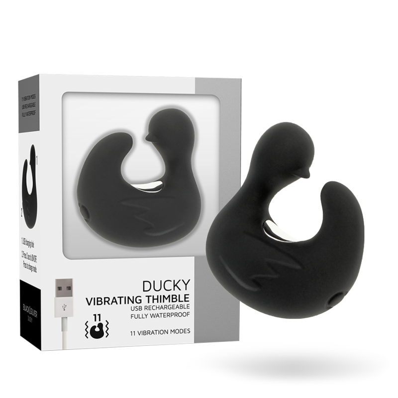 BLACK&SILVER - DADO DE DEDO RECARREGÁVEL EM SILICONE ESTIMULANTE DUCKYMANIA