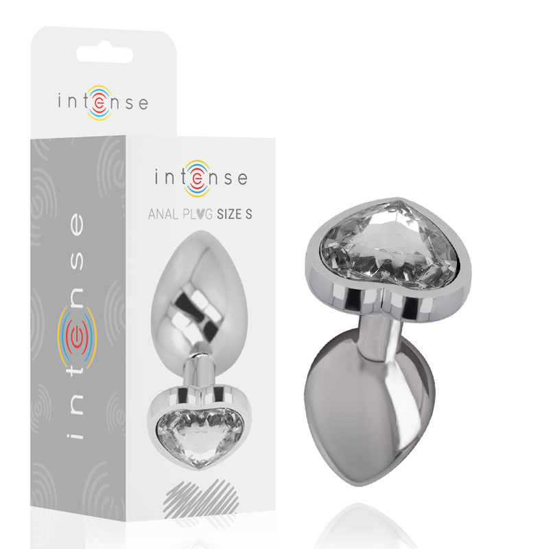 INTENSE - PLUG ANAL EM METAL ALUMÍNIO CORAÇÃO BRANCO TAMANHO S