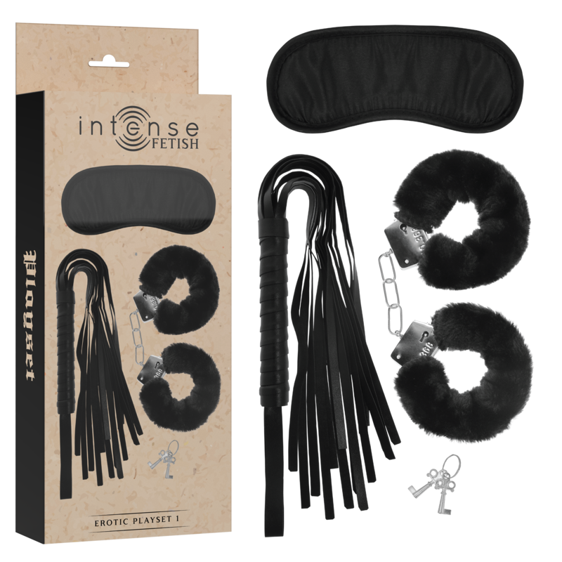 INTENSE - PLAYSET ERÓTICO 1 COM ALGEMAS, MÁSCARA E FLOGGER