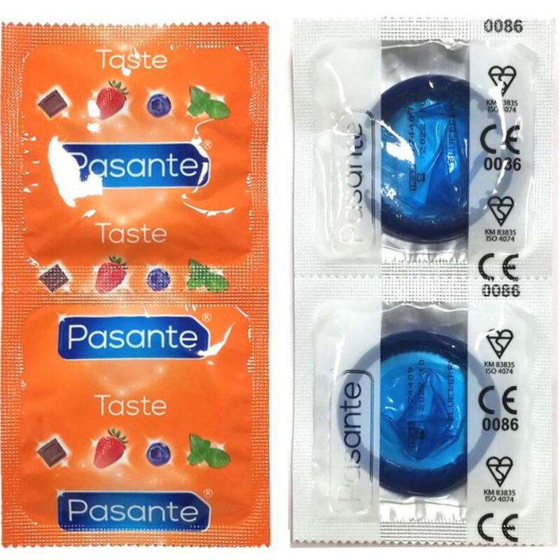 PASANTE - PRESERVATIVOS SABOR A MIRTILO SACO 144 UNIDADES