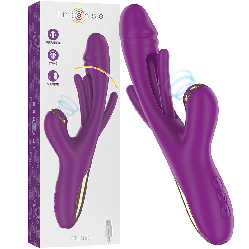 INTENSE - VIBRADOR MULTIFUNÇÕES RECARREGÁVEL ATENEO 7 VIBRAÇÕES COM LÍNGUA OSCILANTE E SUCÇÃO ROXO