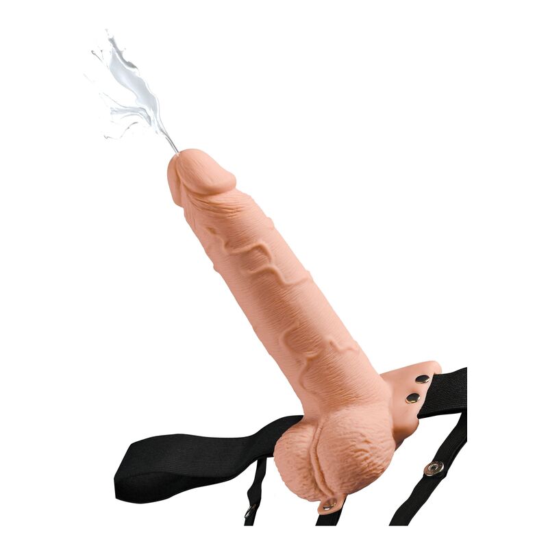 FETISH FANTASY SERIES - ARNÊS AJUSTÁVEL PÉNIS REALISTA COM TESTÍCULOS EJACULADORES 19 CM
