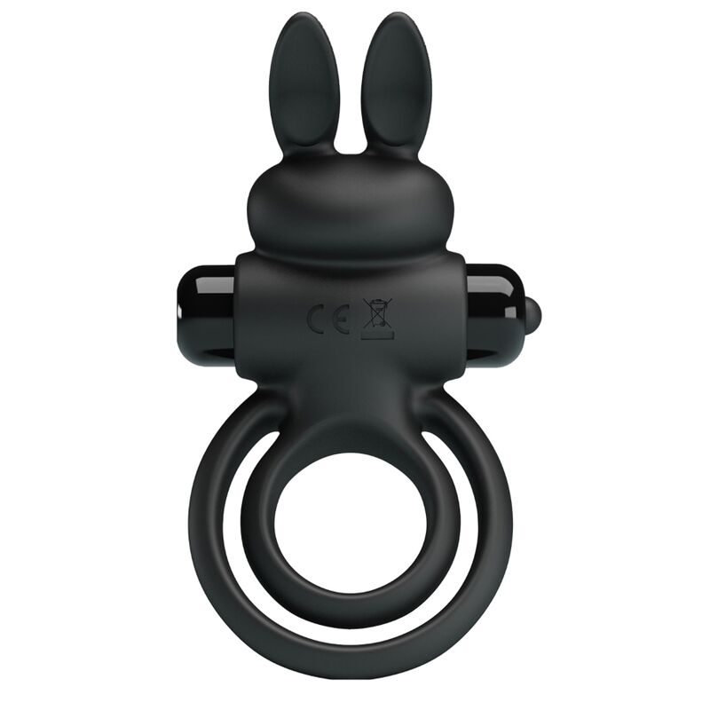 PRETTY LOVE - ANEL VIBRATÓRIO III DE COELHO PARA PÉNIS PRETO