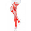 LEG AVENUE - COLLANTS À RISCAS BRANCOS/VERMELHOS