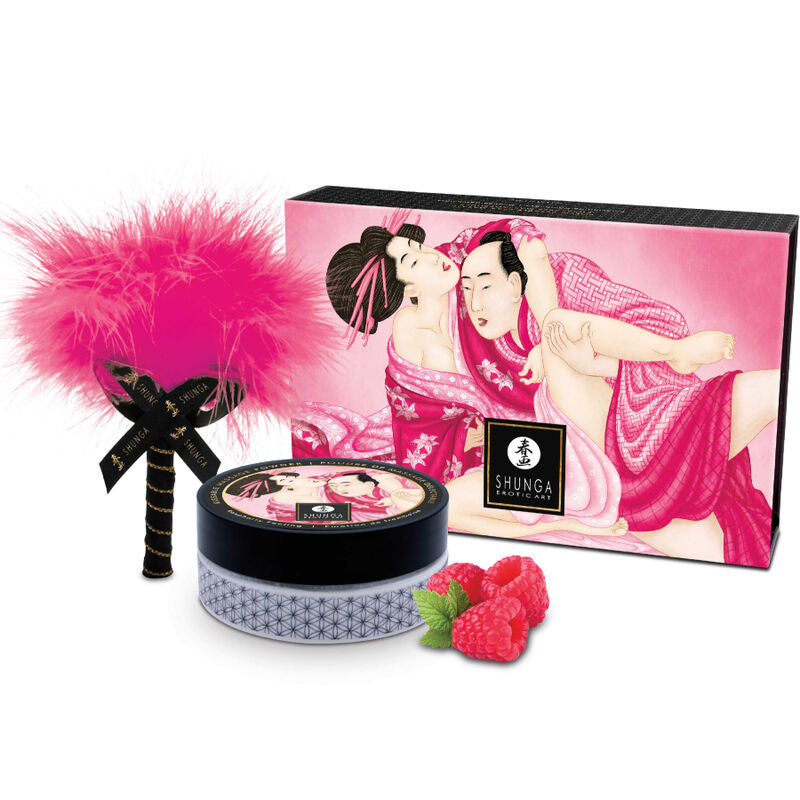 SHUNGA - KIT PÓ DE MASSAGEM COMESTÍVEL FRAMBOESA