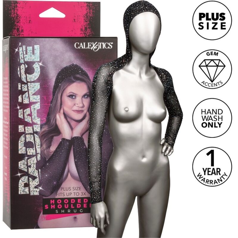 CALEXOTICS - RADIANCE CAMISOLA DE CAVA DESCAÍDA COM CAPUZ E STRASS TAMANHO GRANDE