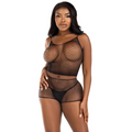 LEG AVENUE - CONJUNTO T-SHIRT E CALÇAS DE REDE PRETAS