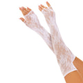 LEG AVENUE - LUVAS SEM DEDOS EM REDE FLORAL BRANCAS
