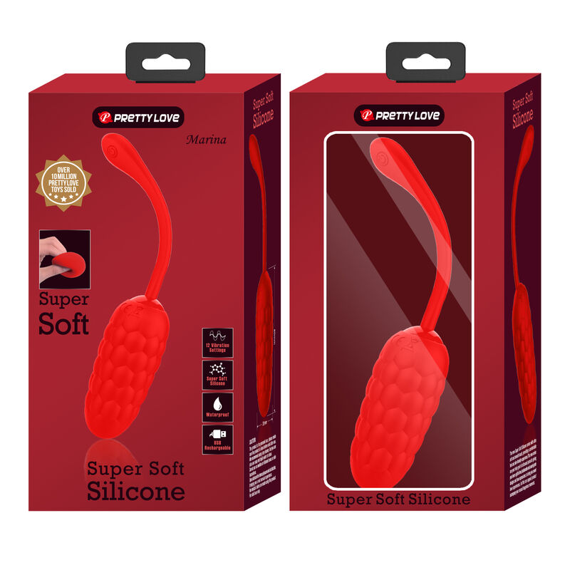 PRETTY LOVE - OVO VIBRADOR TEXTURA MARINHA RECARREGÁVEL VERMELHO