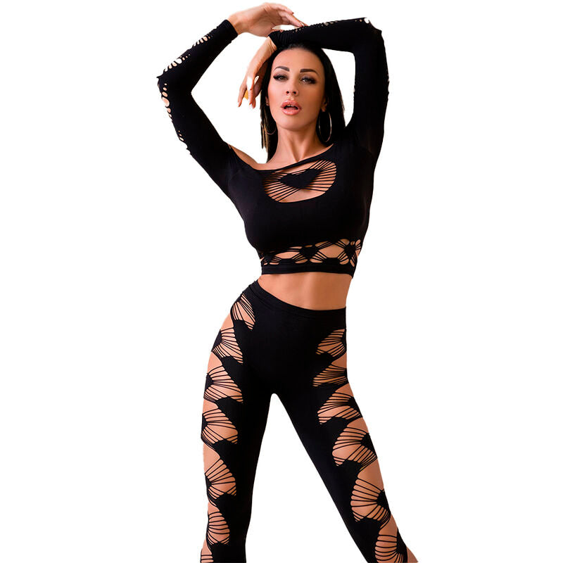 CHILIROSE - CR 4436 TOP E LEGGINGS PRETO S/M